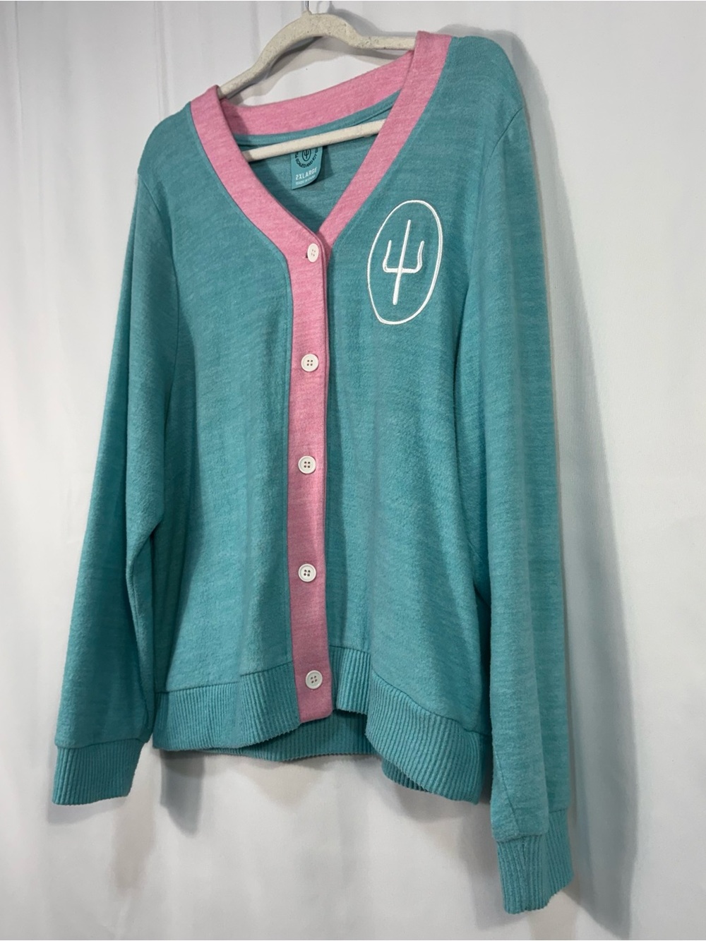 Twenty One Pilots Scaled and Icy Teal Pink Button Cardigan 2XL